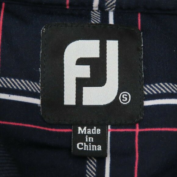 FootJoy Mens Small Harlingen CC Blue Pink Tartan Plaid Polo Shirt Embroidered - Picture 6 of 9